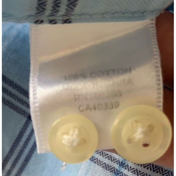 Peter Millar Blue White Plaid Long Sleeved Men's Button Down Shirt‎ Size Medium - Picture 6 of 8